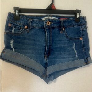 Celebrity Pink Blue Jean Shorts Distressed Cut-Off
